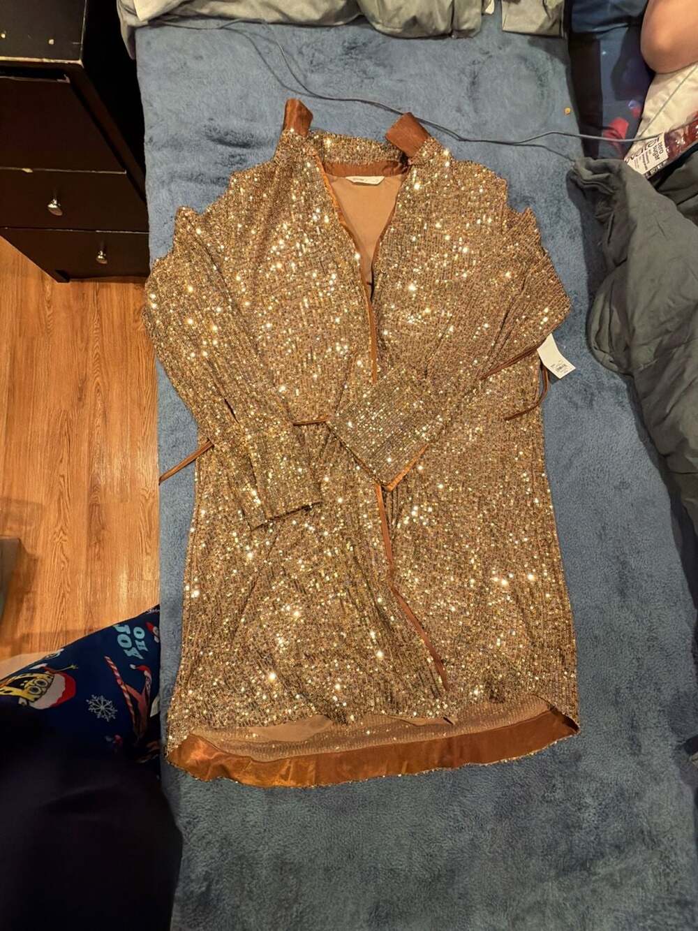 Intempo Copper Gold Sequin Long Sleeve Duster Cardigan Jacket Size 1X